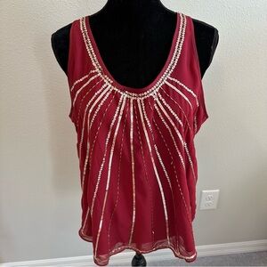 Apt. 9 Red Sequin Embellished Tank Top